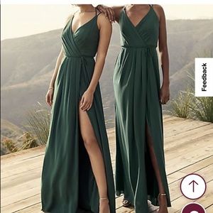 David’s bridal georgette wrap dress in marine blue